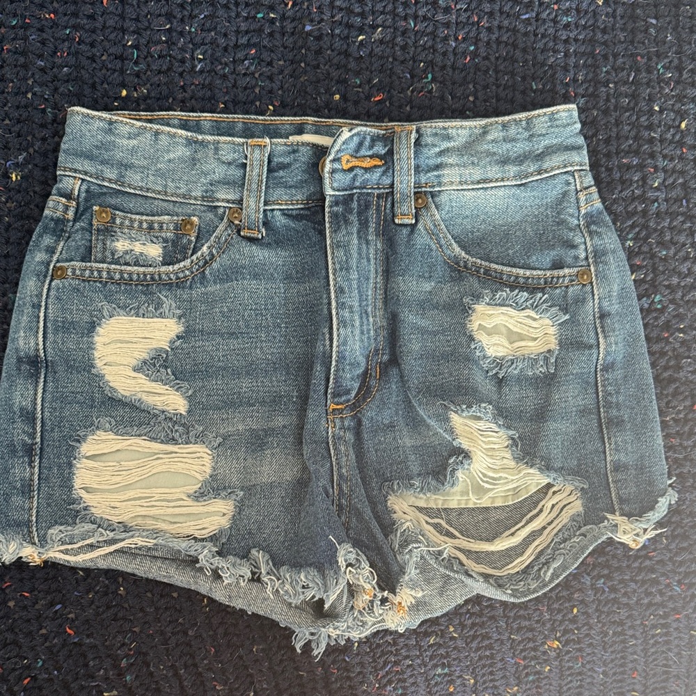 Just Black Blue Distressed Jean Shorts